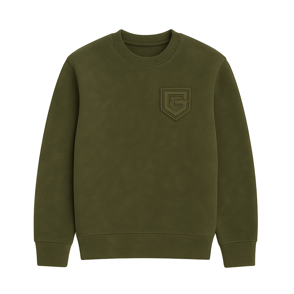 GUTTA Shield Logo Sweatshirt – Khaki Suede Edition