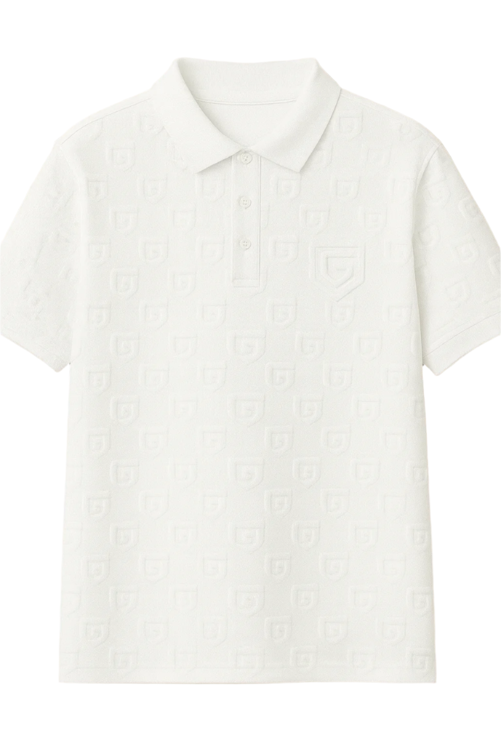 GUTTA Shield Logo Polo Shirt – Arctic White Monogram