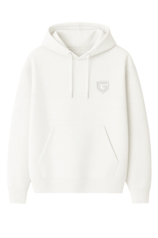 GUTTA Shield Logo Hoodie – Arctic White