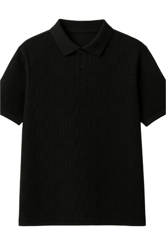 GUTTA Shield Logo Polo Shirt – Black Monogram